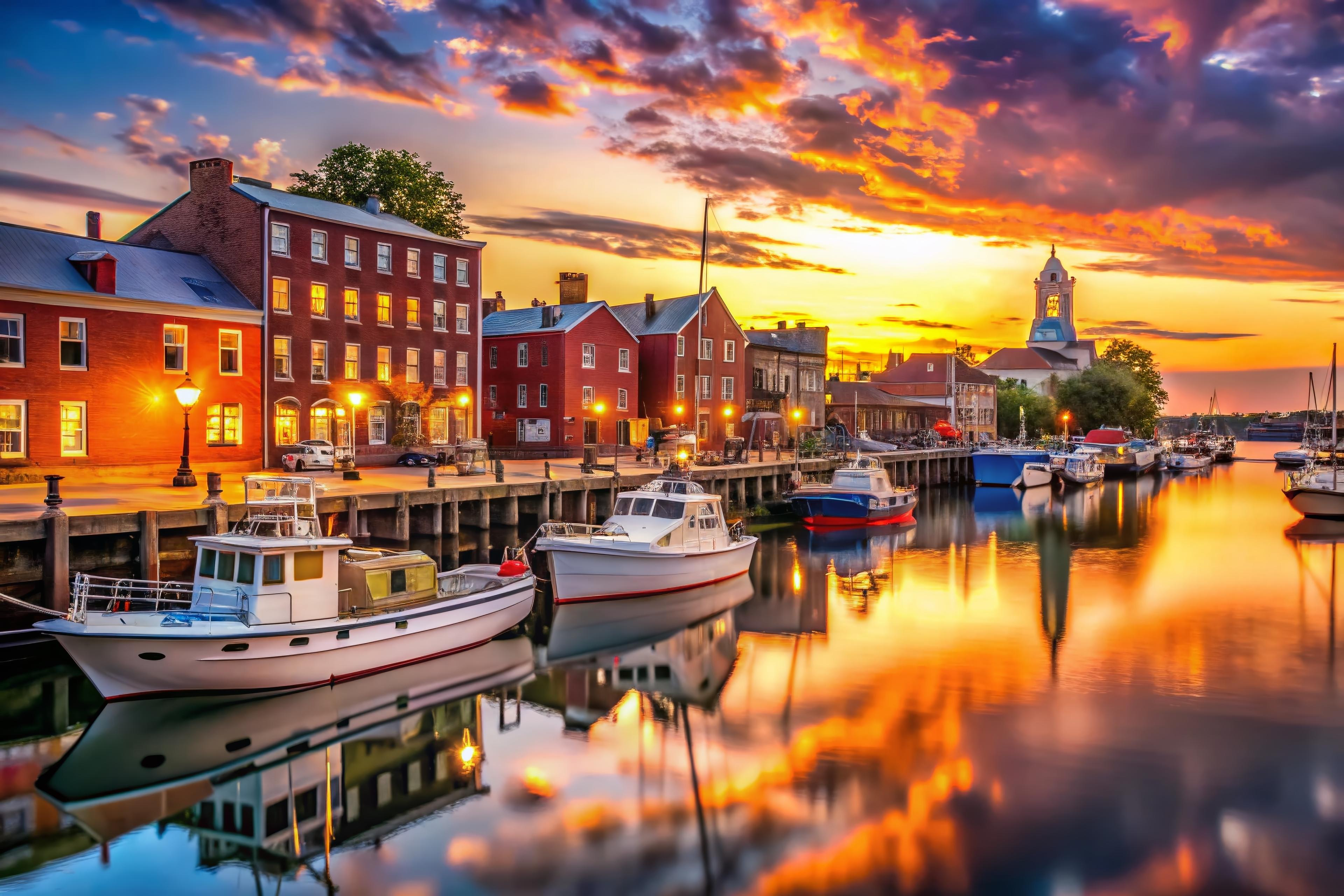 Hampton boardwalk at sunset